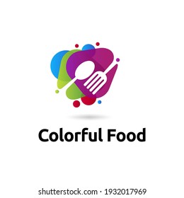 colorful food logo vector concept with fork and spoon concept, icon,element, and template for company