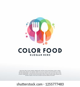 Colorful Food logo vector, Restaurant logo designs template, design concept, logo, logotype element for template