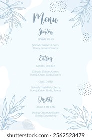Colorful food menu document template