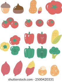 colorful food vegetables illust collection