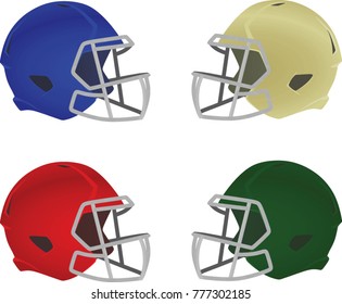 Colorful Football Helmets Set Vector Illustration Stock Vector (Royalty ...