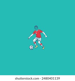 Colorful football player on background.