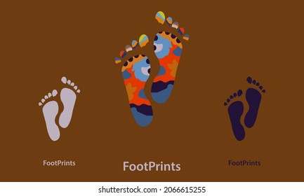 colorful footprint illustration with single color choice of black and white. vector flat design abstract logo icon.