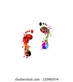 Colorful footprints background