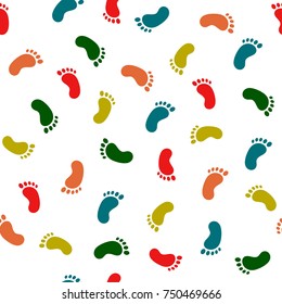 Colorful footsteps. Seamless pattern with children's footprints