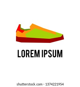 Colorful footwear logo. Red, green and yellow shoes. Mens shoes logo