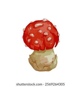 Colorful forest mushroom toadstool red fly agaric.Vector graphics.