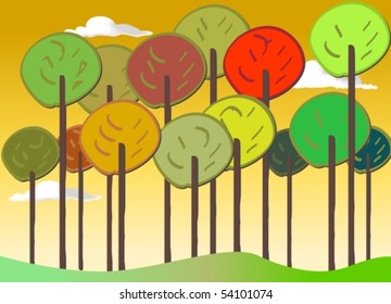 Colorful Forest vector set autumn
