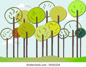 Colorful Forest vector set springtime