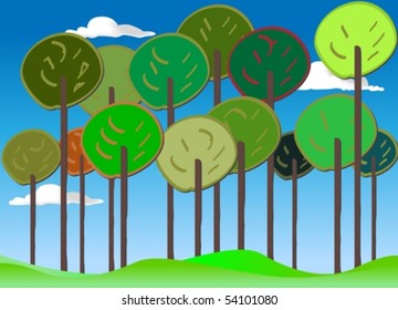 Colorful Forest vector set summer