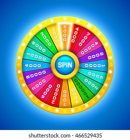 Colorful fortune wheel. 3d Realistic wheel of fortune illustration. Eps10 vector.