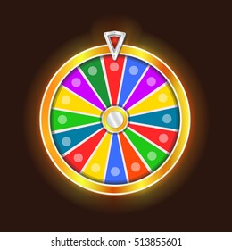 Colorful fortune wheel design. Isolated on black background illustration.