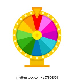 Colorful fortune wheel in flat style. Vector illustration.