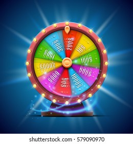 Colorful fortune wheel. isolated on blue background. Vector illustration