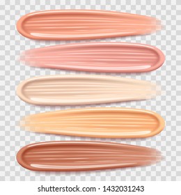 Colorful foundation smears detailed photo realistic vector set