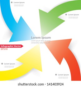 Colorful four arrows design for workflow layout, diagram, number options, web design, infographics.