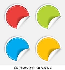 Colorful four blank stickers set. Badge collection. Vector illustration