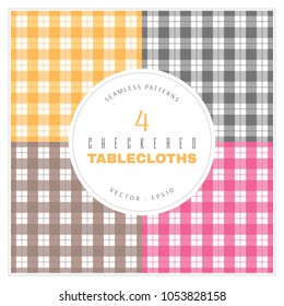 Colorful four checkered tablecloths. Seamless patterns. Can be used for wallpapers, posters, wrapping paper.