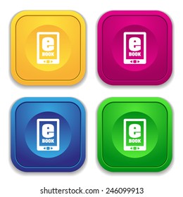 Colorful four ebook buttons on white background