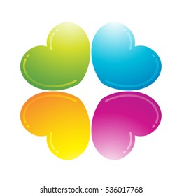 colorful four hearts-vector drawing