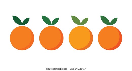 Colorful four oranges fruit vector design on white background.