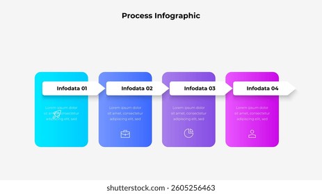 Colorful Four Part Process Flow Infographic in Vibrant Gradient Design
