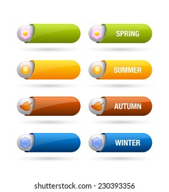 Colorful four season buttons isolated on white background