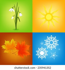 colorful four seasons symbols illustration
