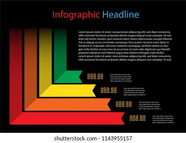 The colorful four templates infographic chart on the black background. ( vector )