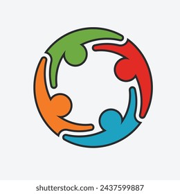 Colorful Four-Person Unity Icon on White Background