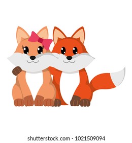 colorful fox couple cute animal together