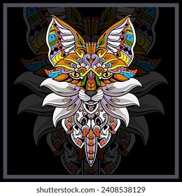 Colorful Fox head mandala arts.