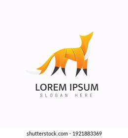Colorful fox illustration logo template
