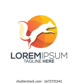 colorful fox logo design vector