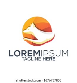 colorful fox logo design vector