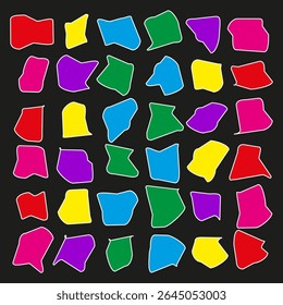 Colorful fragment mosaic. Bright geometric tiles. Abstract art symbol. Vector design shape.
