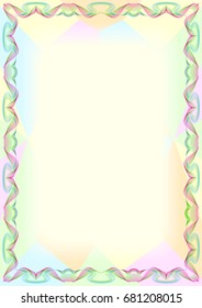 Colorful frame border. Design combines with wave line and polygonal background
