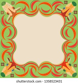 Colorful frame with cartoon cows and watermelons. School stand, school timetable, kindergarten design, stationery, education, postcard, greeting card, advertising and more. Vector.