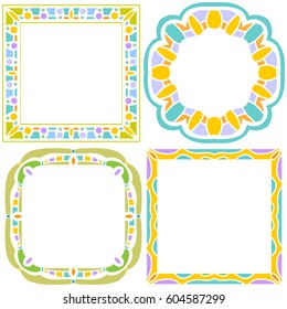 Colorful frame collection isolated over white background