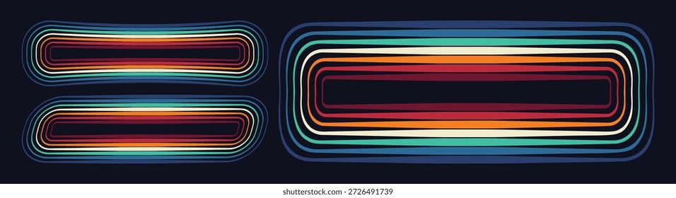 El marco colorido consta de múltiples líneas multicolores. Efecto de resplandor. Tiras de neón y led. Ilustración vectorial para folleto, cartel, cubierta, tarjeta, volante, Anuncio, publicidad o presentación.