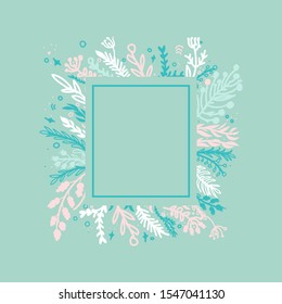 Colorful Frame floral pattern. Folk art vector background.