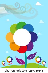 Colorful Frame Flowers Bloom. Springtime or Summer Vertical Poster Concept that can be used for store displays, event banners, sale brochures and more. Editable EPS Vector Illustration.