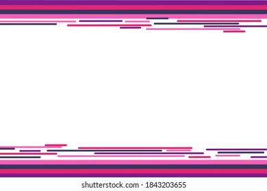 Colorful frame geometric abstract background with empty white copy space. Modern layout blue, violet and pink bright colors vector design, business template striped edges with blank space