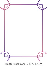 Colorful frame isolated on white. Vector frame for text, certificate, pictures, diploma, photo. Frame with moons. Element for design. Pink and purple