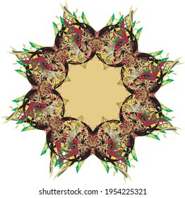 Colorful frame like a star on white. Abstract beautiful floral splashes for prints, holidays and events, cards, textiles, wallpaper, tattoos, backgrounds and textures, etc.