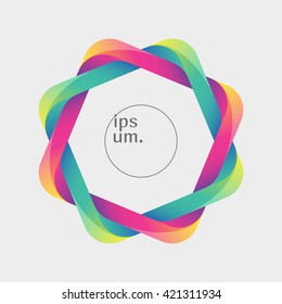 Colorful frame made by two twisted rectangles. Optical illusion with a 3d effect. Template for a logo, symbol, icon, emblem. Useful as design element for poster, cover, invitation or business card.