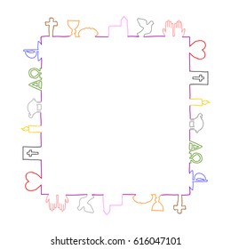 Colorful frame made of christian symbols