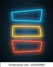Colorful frame neon set. Vector illustration.