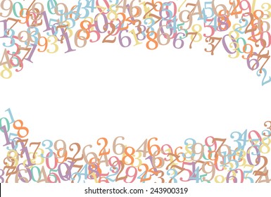 A colorful frame on top and bottom with random numbers, vector image 