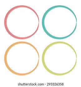Colorful frame set isolated on white background. Red, blue, orange, green frame with empty space. Vector illustration.